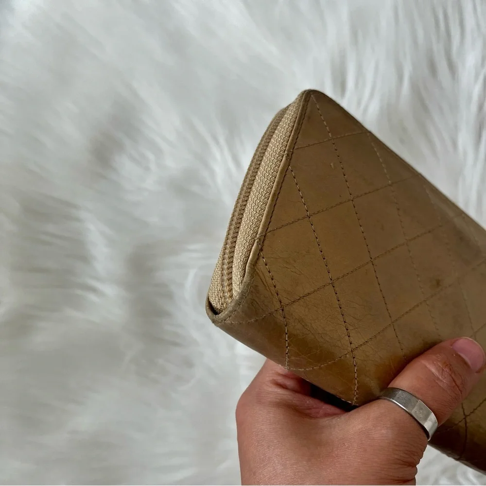 CHANEL Matelasse Gold Quilted Long Zip Around Wallet 31 Series